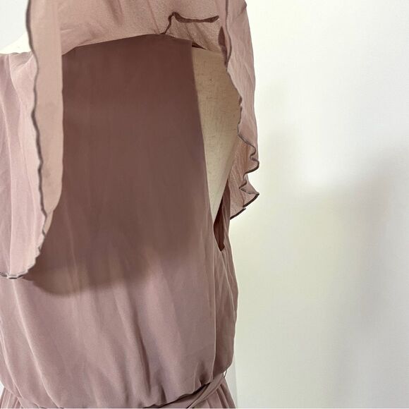 Show Me Your MuMu Jess Ruffle MIDI Dress Neutral Mauve Chiffon XL Wedding Party - Picture 13 of 16